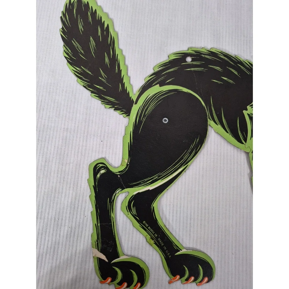 Vintage Beistle Halloween Jointed Black Cat Cutout Paperboard Decoration USA